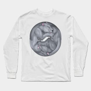 Yin-Yang Cats: Blue Long Sleeve T-Shirt